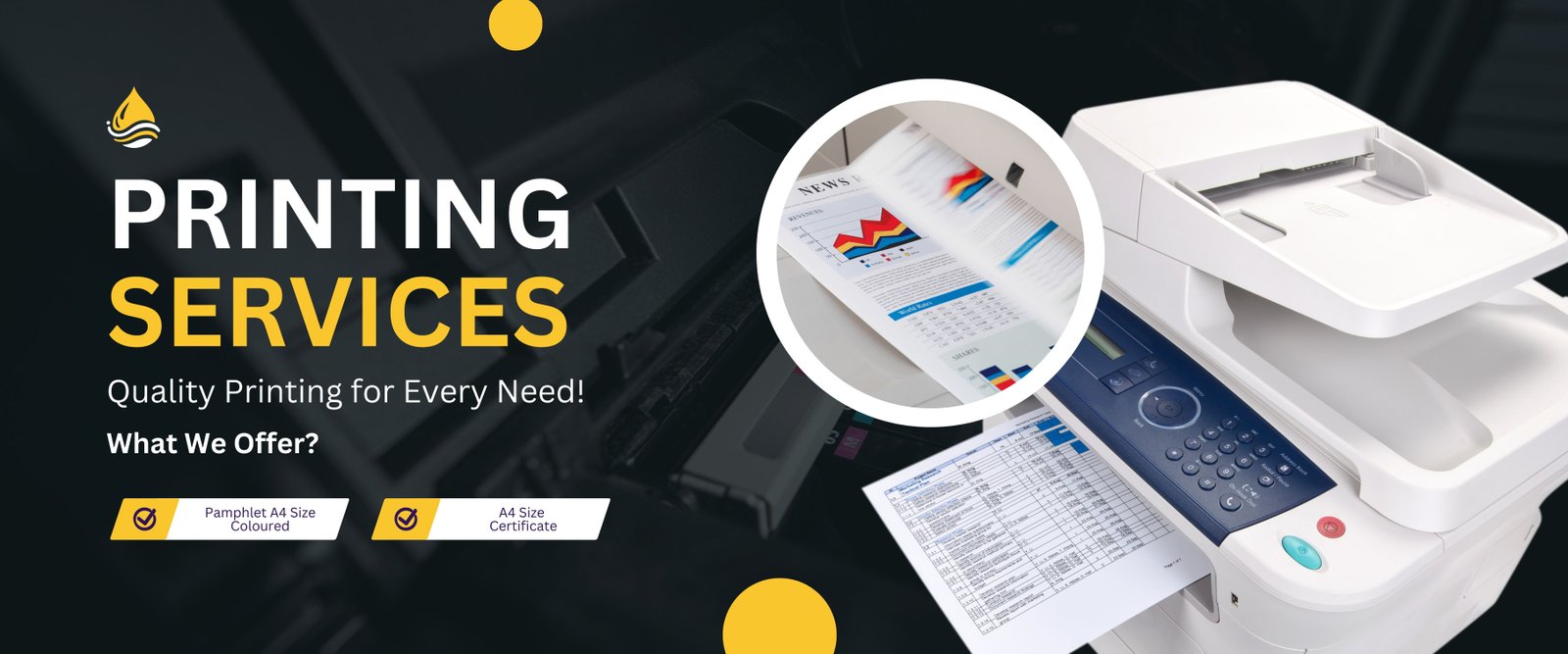 Purple and Yellow Modern Printing Service Banner